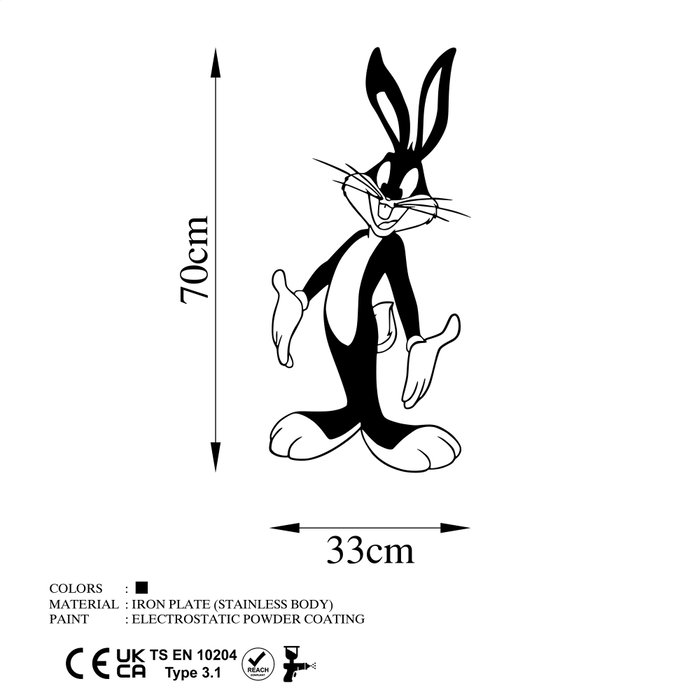 Wallity Bugs Bunny 1 Escultura de pared metálica negra Wallity Bugs Bunny 1 Escultura de pared metálica negra